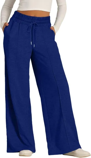 JiXiang Spring Pants for Women 2025 Casual Sweatpants Women Baggy Wide Leg Drawstring Straight Leg High Waist Joggers Trouser