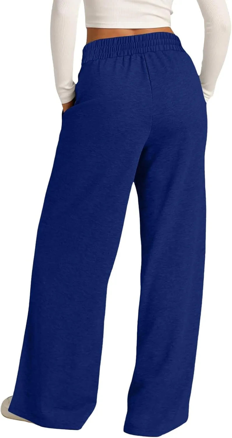 JiXiang Spring Pants for Women 2025 Casual Sweatpants Women Baggy Wide Leg Drawstring Straight Leg High Waist Joggers Trouser