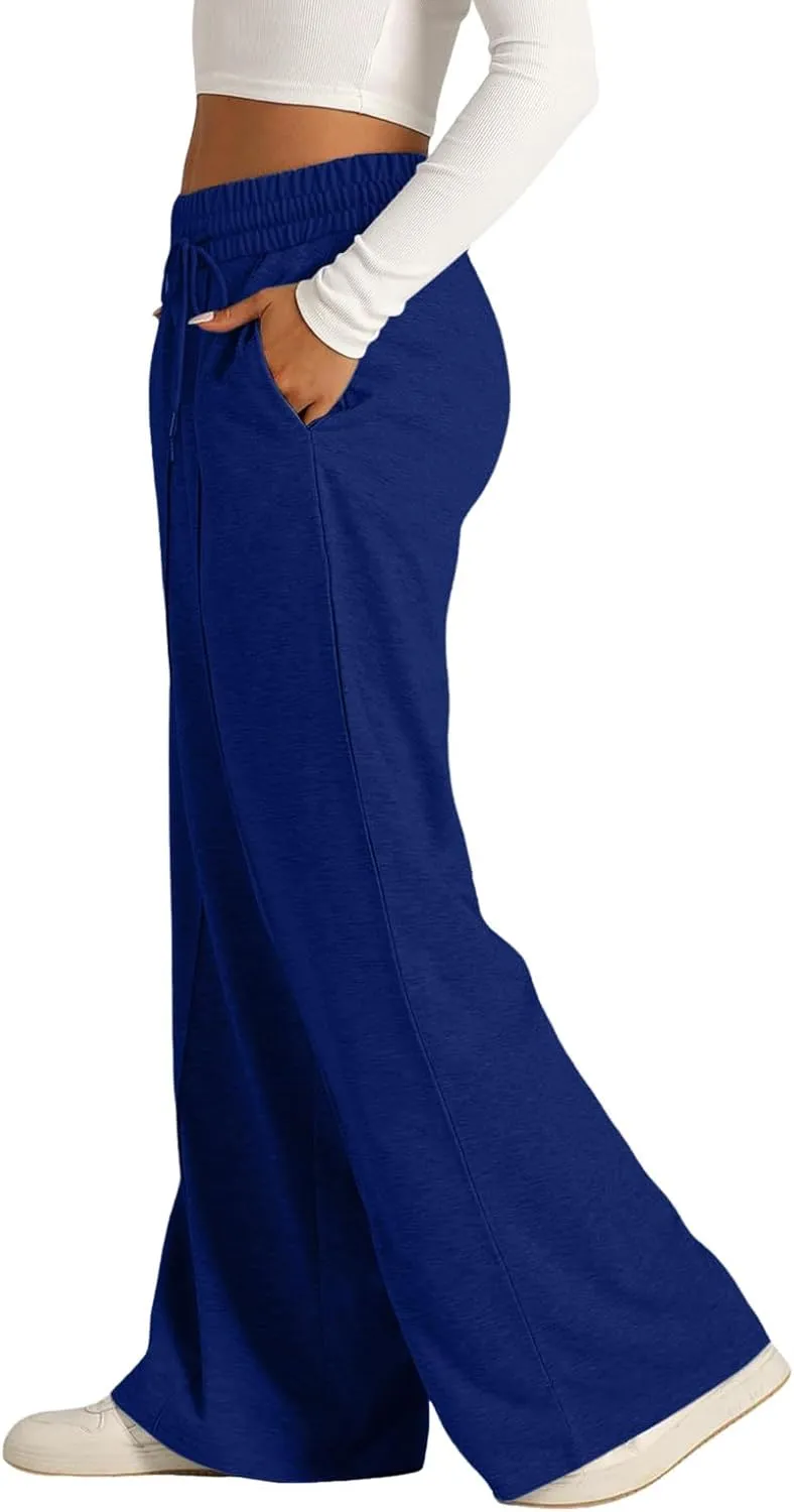 JiXiang Spring Pants for Women 2025 Casual Sweatpants Women Baggy Wide Leg Drawstring Straight Leg High Waist Joggers Trouser