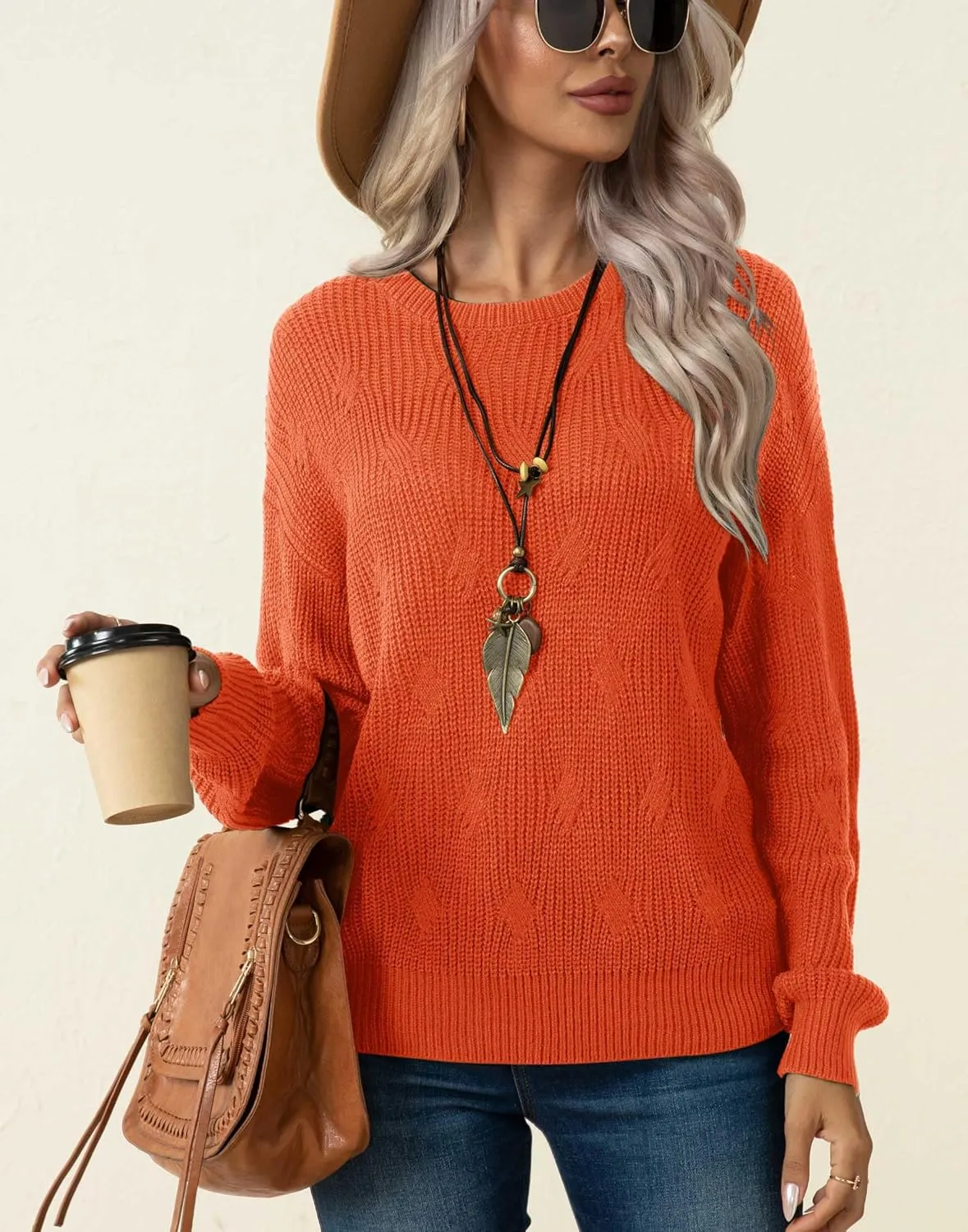 Jouica Women's Fall Lightweight Sweater Knit Casual Pullovers Sweaters for Women