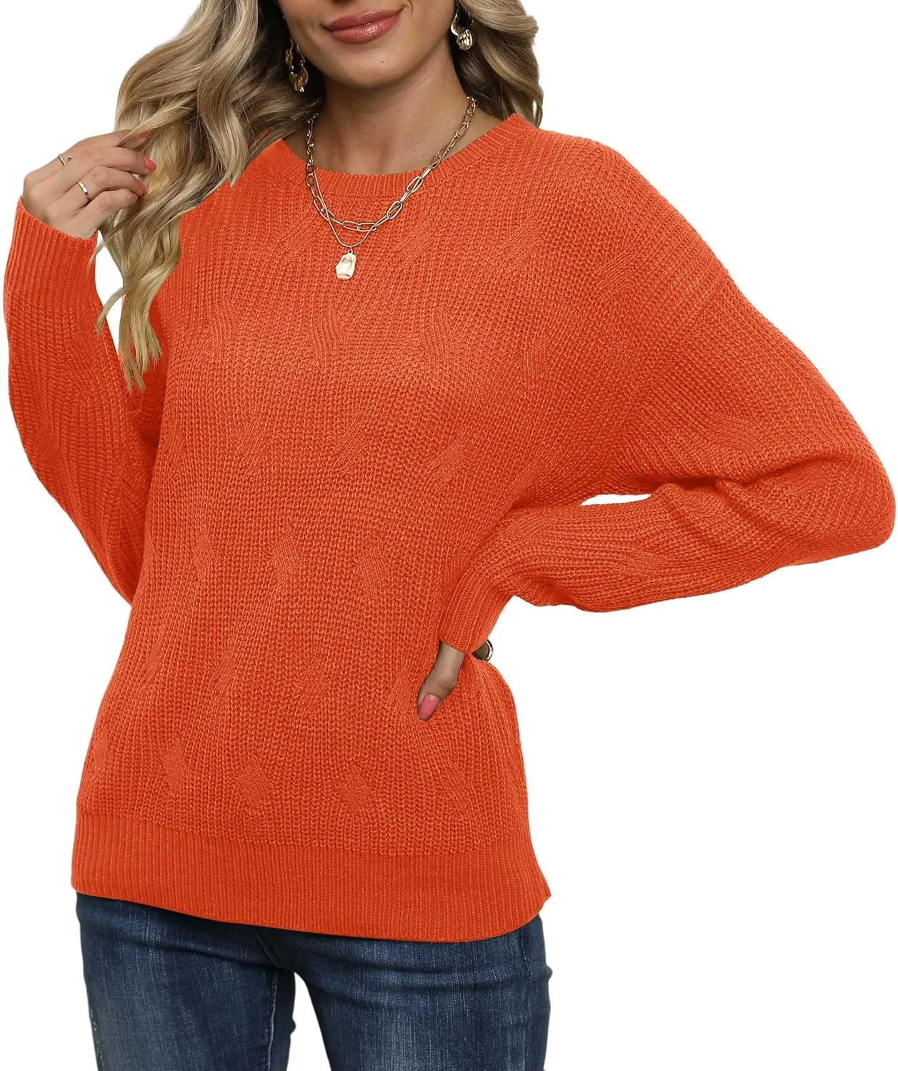 Jouica Women's Fall Lightweight Sweater Knit Casual Pullovers Sweaters for Women