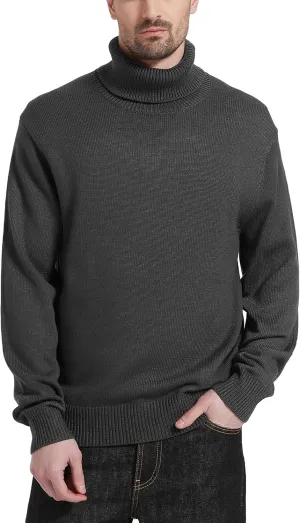 Kallspin Men's Turtleneck Sweaters Wool Blend Mid-Weight Highneck Pullover Sweaters