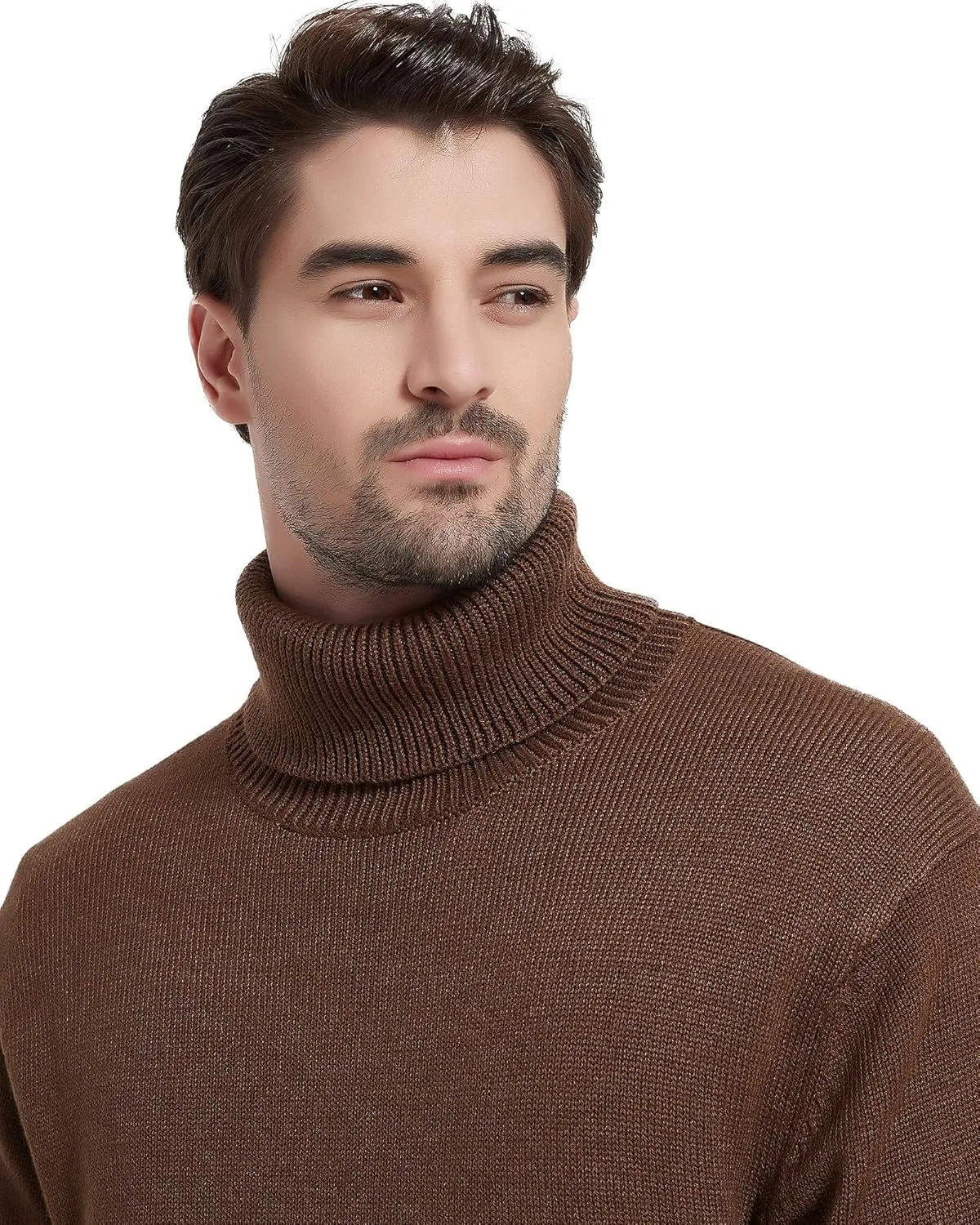 Kallspin Men's Turtleneck Sweaters Wool Blend Mid-Weight Highneck Pullover Sweaters