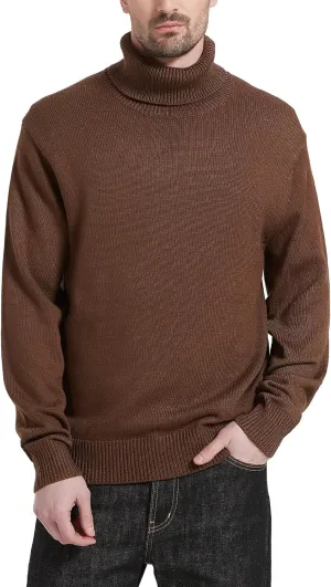 Kallspin Men's Turtleneck Sweaters Wool Blend Mid-Weight Highneck Pullover Sweaters