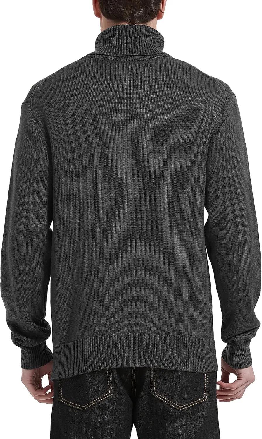 Kallspin Men's Turtleneck Sweaters Wool Blend Mid-Weight Highneck Pullover Sweaters