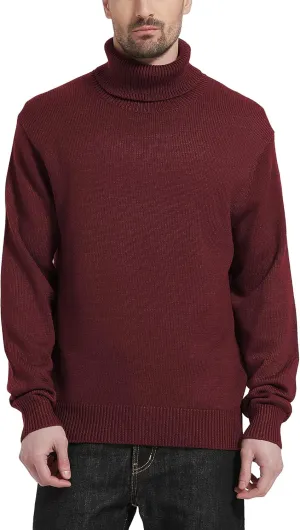 Kallspin Men's Turtleneck Sweaters Wool Blend Mid-Weight Highneck Pullover Sweaters