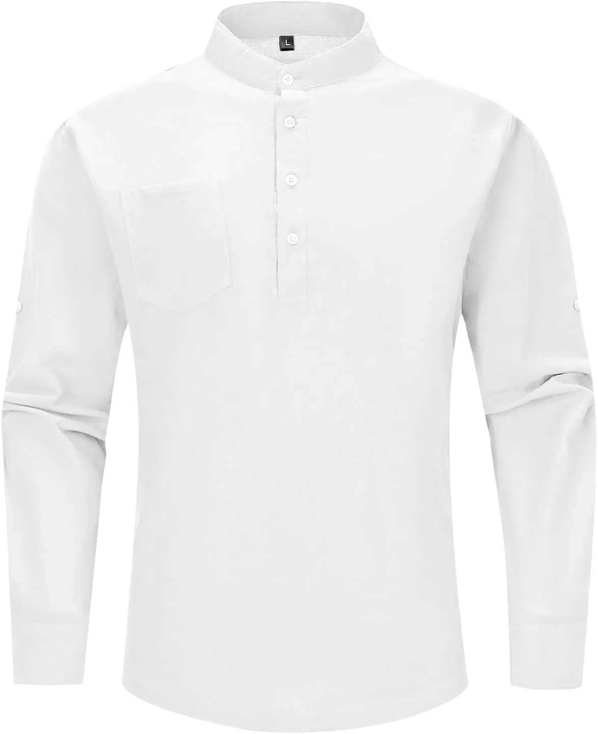 LBL Leading the Better Life Men's Cotton Linen Shirts Casual Longth Sleeve Henley Shirts for Men Beach Summer T-Shirts