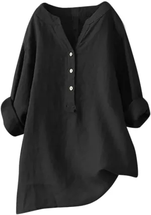 Linen Shirts for Women 2024 Plus Size 3/4 Length Sleeve Tops Casual Loose Fit Round Neck Tees Summer Fashion Blouse Summer Tops for Women 2024 Spring Tops for Women 2024 Green Tops for Women