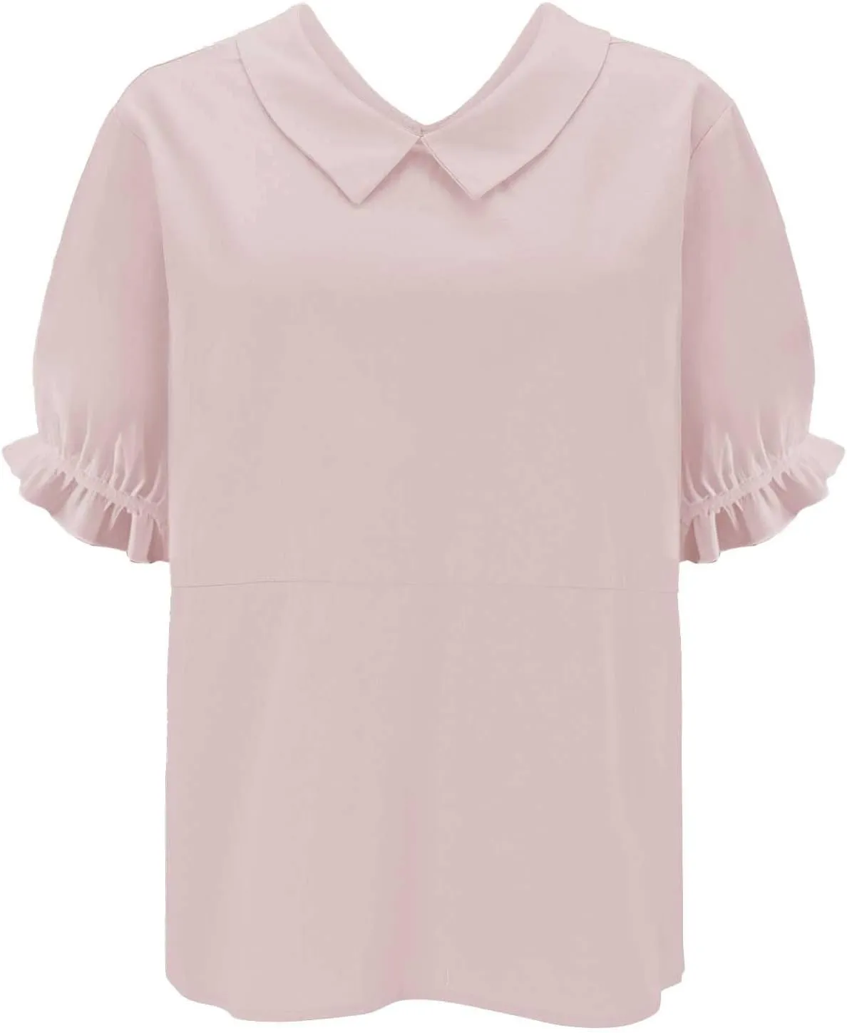 Linen Shirts for Women Short Sleeve Ruffle T Shirts Summer Cute Casual Tees Collared Shirts Neck Blouse Tunic Tops