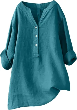 Linen Shirts for Women Trendy 2025 Breathable Tops Loose Plus Size Crewneck Tops Womens Daily T Shirts Summer Shirts