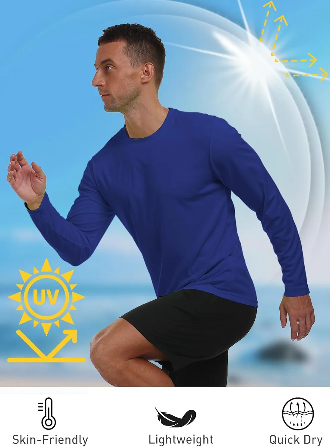 Long Sleeve Shirts for Men UPF 50  UV Protection Rash Guard Fishing Shirts Moisture Wicking Quick Dry Sun Shirts HH2410