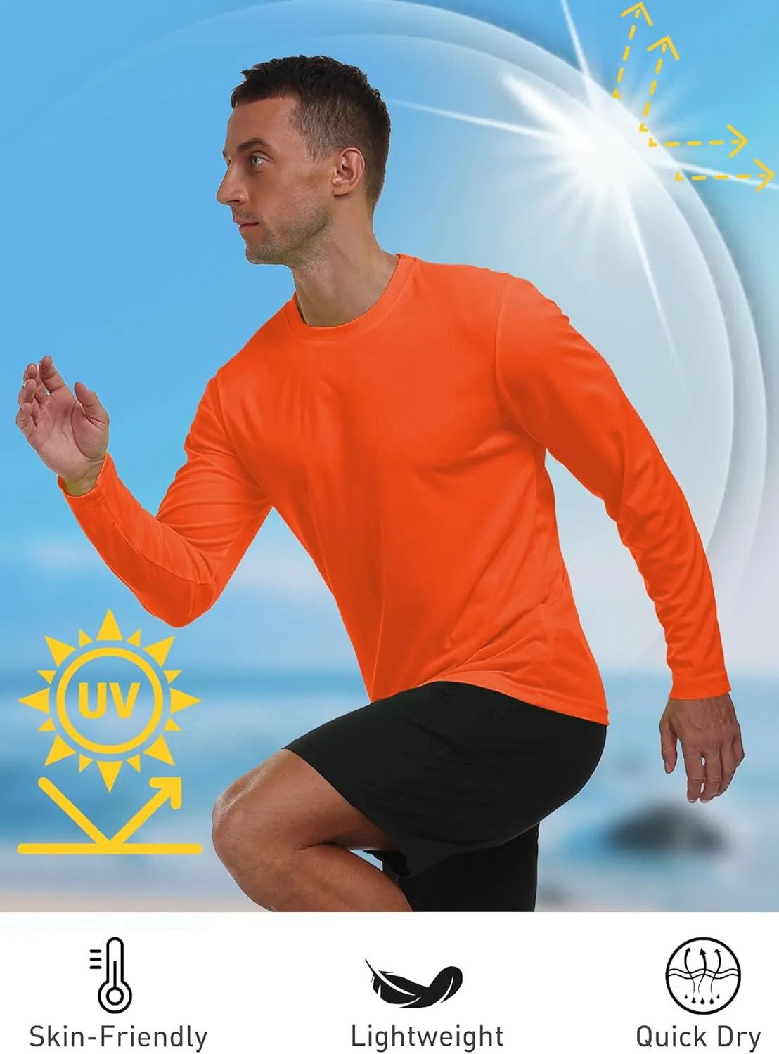 Long Sleeve Shirts for Men UPF 50  UV Protection Rash Guard Fishing Shirts Moisture Wicking Quick Dry Sun Shirts HH2410