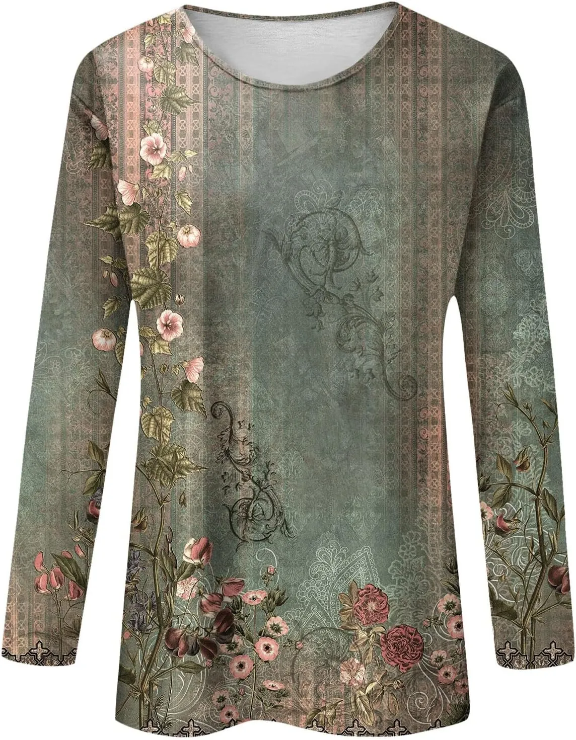 Long Sleeve Shirts for Women - Womens T Shirts Long Sleeve Crew Neck Shirts Basic Tee Sort Comfy Printed Tops Blouse