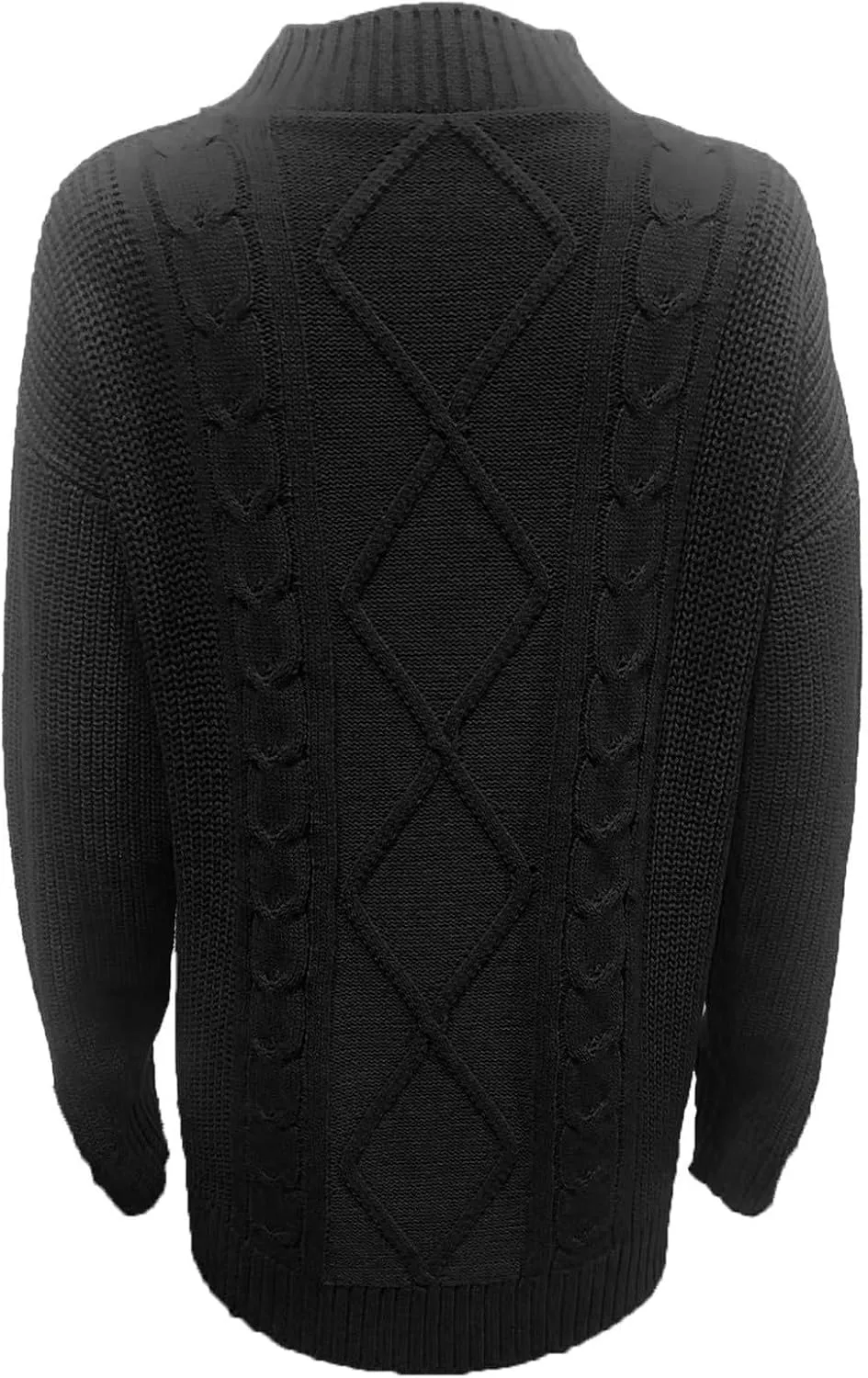 Long Sleeve Turtleneck Sweater Women Winter Casual Solid Color Cable Knitwear Oversize Mock Neck Long Sweater