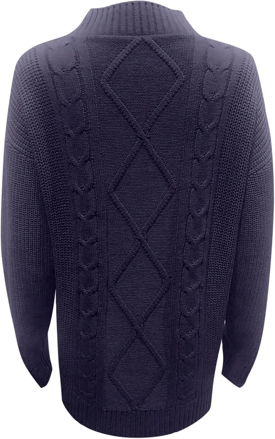 Long Sleeve Turtleneck Sweater Women Winter Casual Solid Color Cable Knitwear Oversize Mock Neck Long Sweater