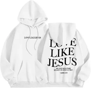 Love Like Jesus Hoodies for Women Oversize Graphic Christian Faith Hoodies Pocket Long Sleeve Drawstring Pullover Sweatshirts
