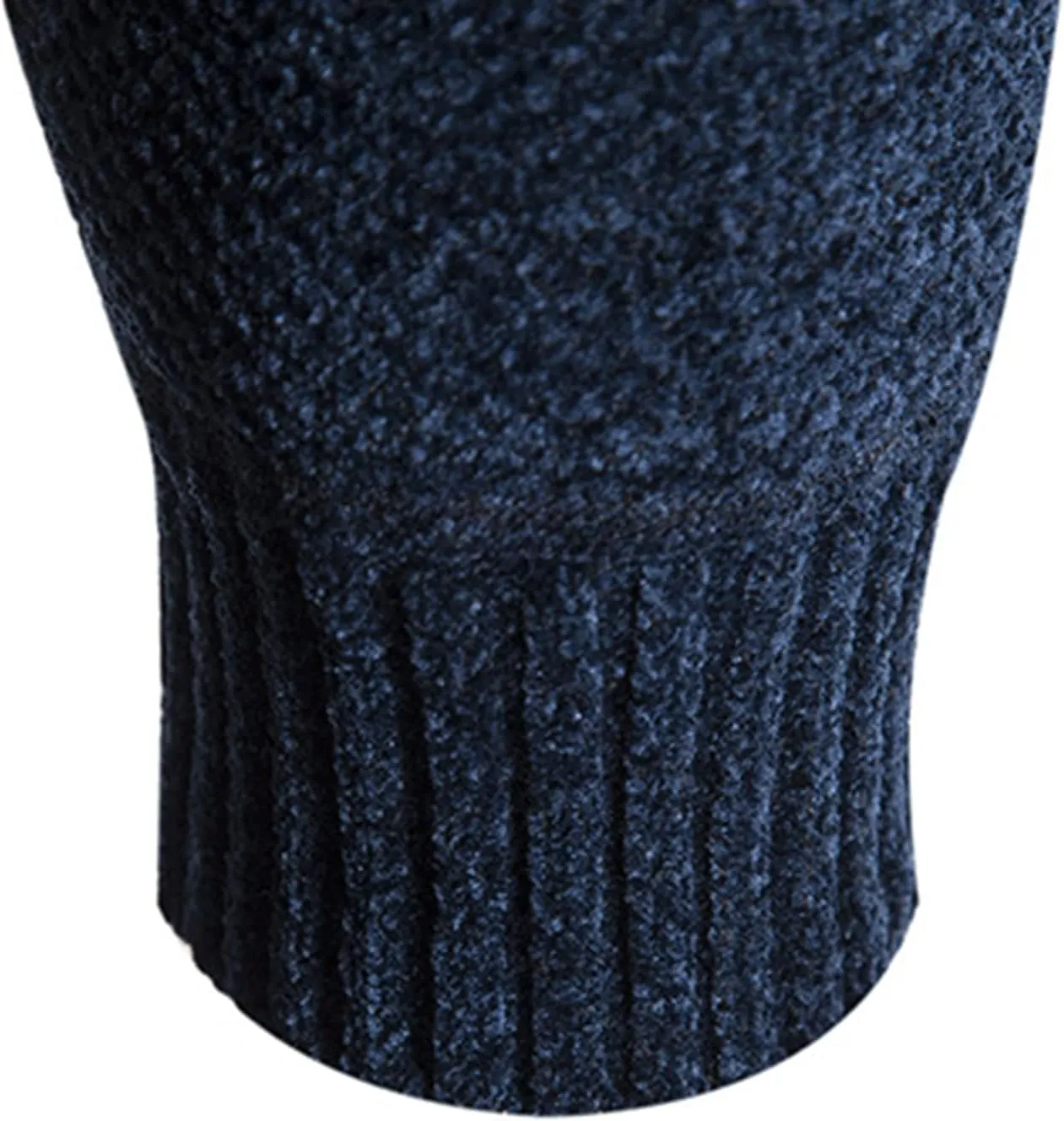 Lu's Chic Men's Full Zip Hoodie Winter Striped Knitted Long Sleeve Cardigan Sweater Slim Fit Hooded Sweatshirt Pockets
