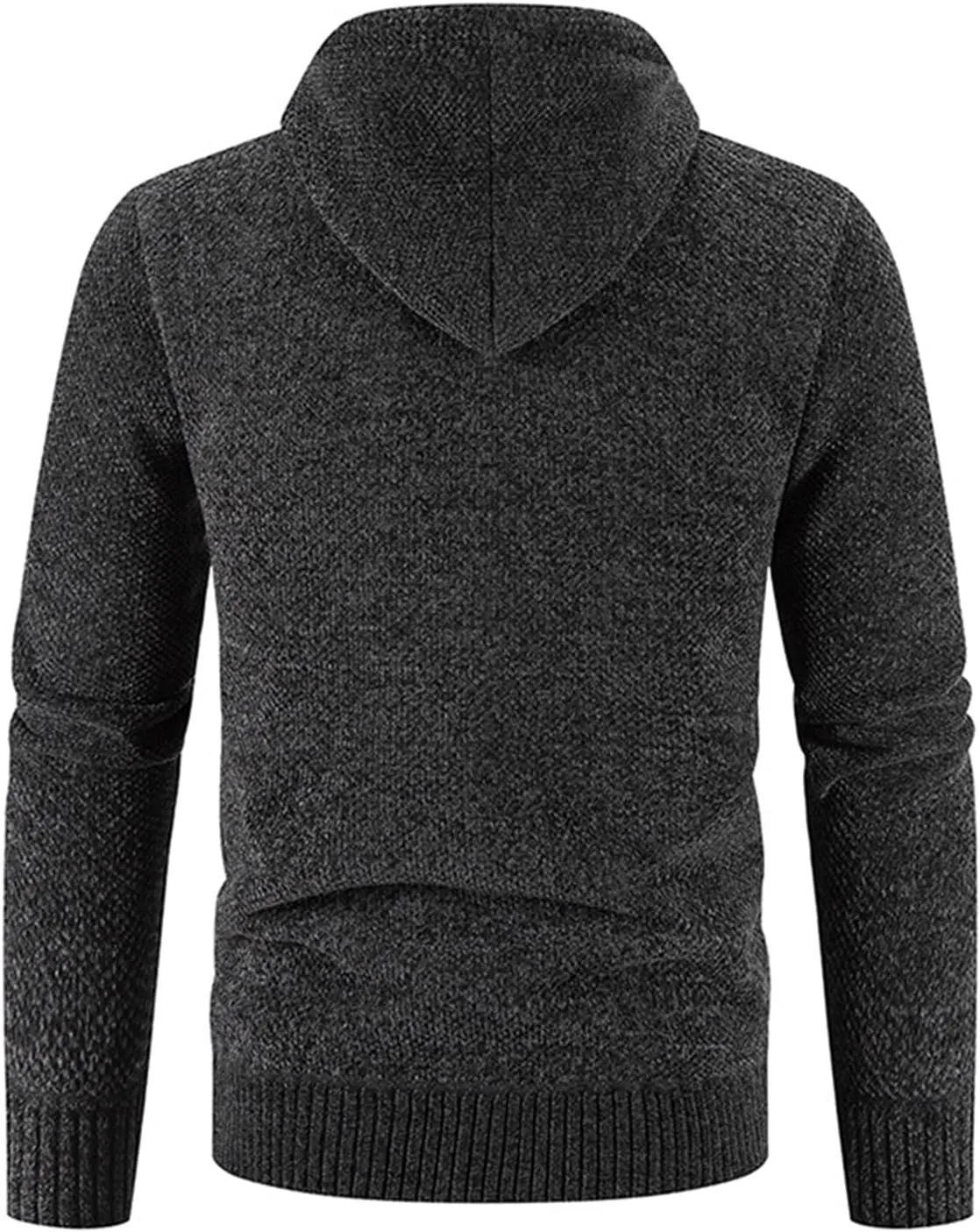 Lu's Chic Men's Full Zip Hoodie Winter Striped Knitted Long Sleeve Cardigan Sweater Slim Fit Hooded Sweatshirt Pockets