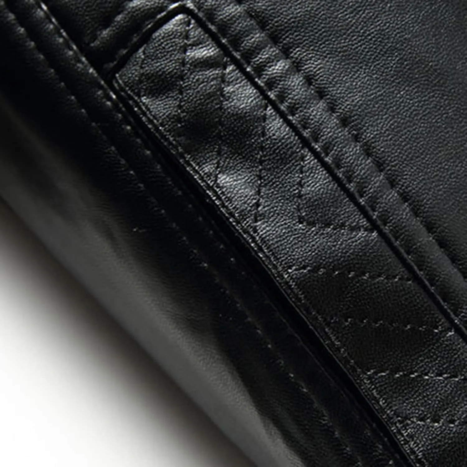 Lu's Chic Men's Sherpa Lined Faux Leather Jacket Zip Up Fleece Trucker Winter Slim Fit Fur Collar Bomber Jackets & Coats