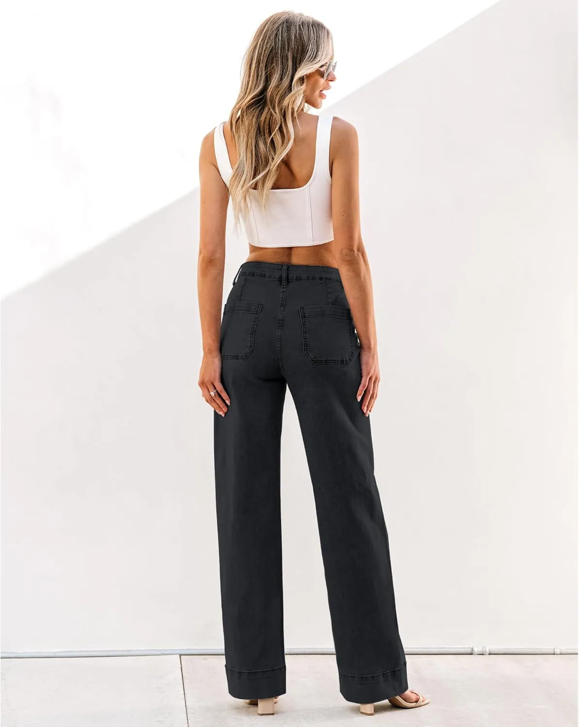 luvamia Wide Leg Jeans for Women Trendy High Waist Straight Leg Baggy Jeans Stretchy Denim Pants Trouser Jeans