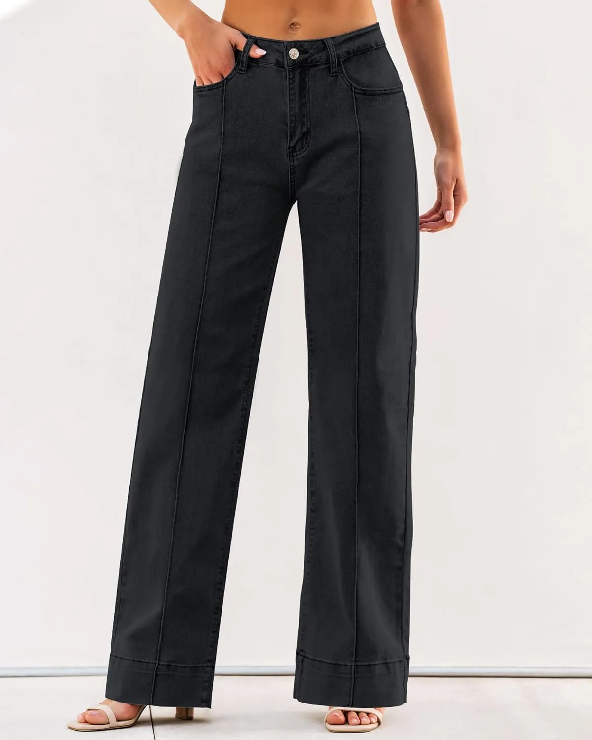 luvamia Wide Leg Jeans for Women Trendy High Waist Straight Leg Baggy Jeans Stretchy Denim Pants Trouser Jeans