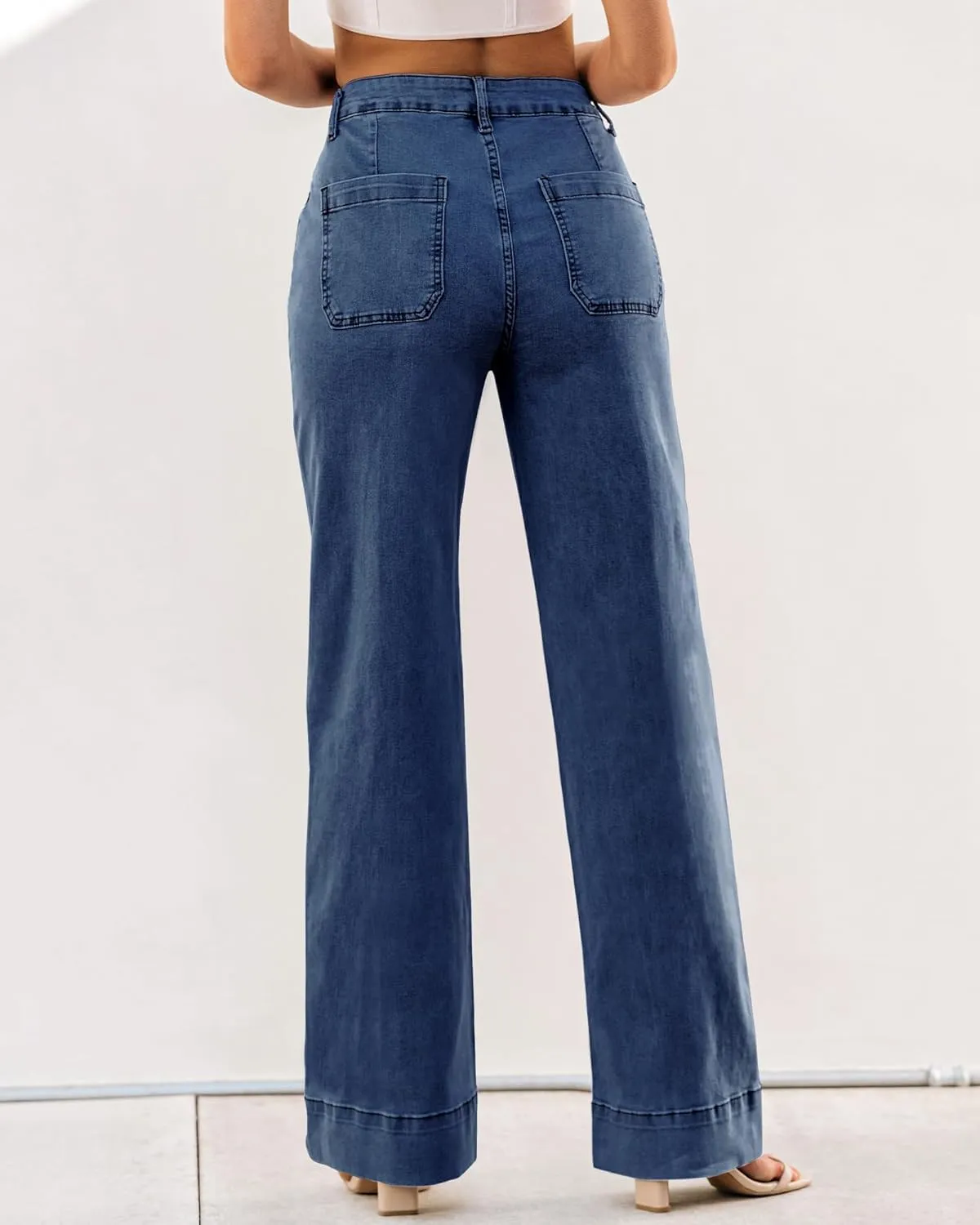 luvamia Wide Leg Jeans for Women Trendy High Waist Straight Leg Baggy Jeans Stretchy Denim Pants Trouser Jeans
