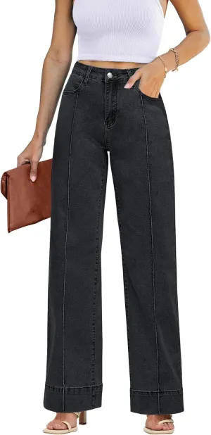 luvamia Wide Leg Jeans for Women Trendy High Waist Straight Leg Baggy Jeans Stretchy Denim Pants Trouser Jeans