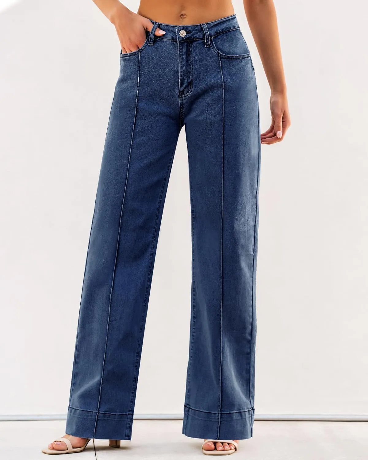 luvamia Wide Leg Jeans for Women Trendy High Waist Straight Leg Baggy Jeans Stretchy Denim Pants Trouser Jeans