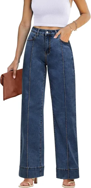 luvamia Wide Leg Jeans for Women Trendy High Waist Straight Leg Baggy Jeans Stretchy Denim Pants Trouser Jeans