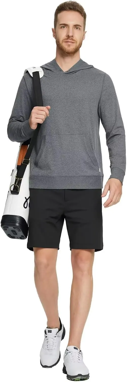 M MAELREG Mens Hoodies Pullover Performance Heather Kangaroo Pocket Thin Hooded Sweatshirt Athletic Golf Hoodies for Men