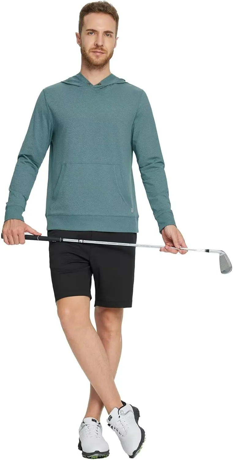 M MAELREG Mens Hoodies Pullover Performance Heather Kangaroo Pocket Thin Hooded Sweatshirt Athletic Golf Hoodies for Men