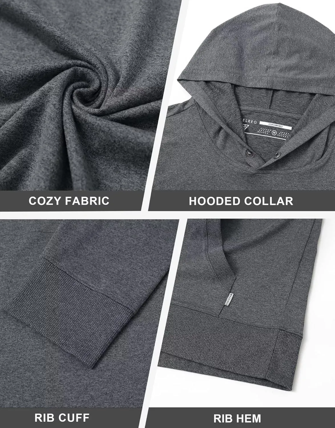 M MAELREG Mens Hoodies Pullover Performance Heather Kangaroo Pocket Thin Hooded Sweatshirt Athletic Golf Hoodies for Men