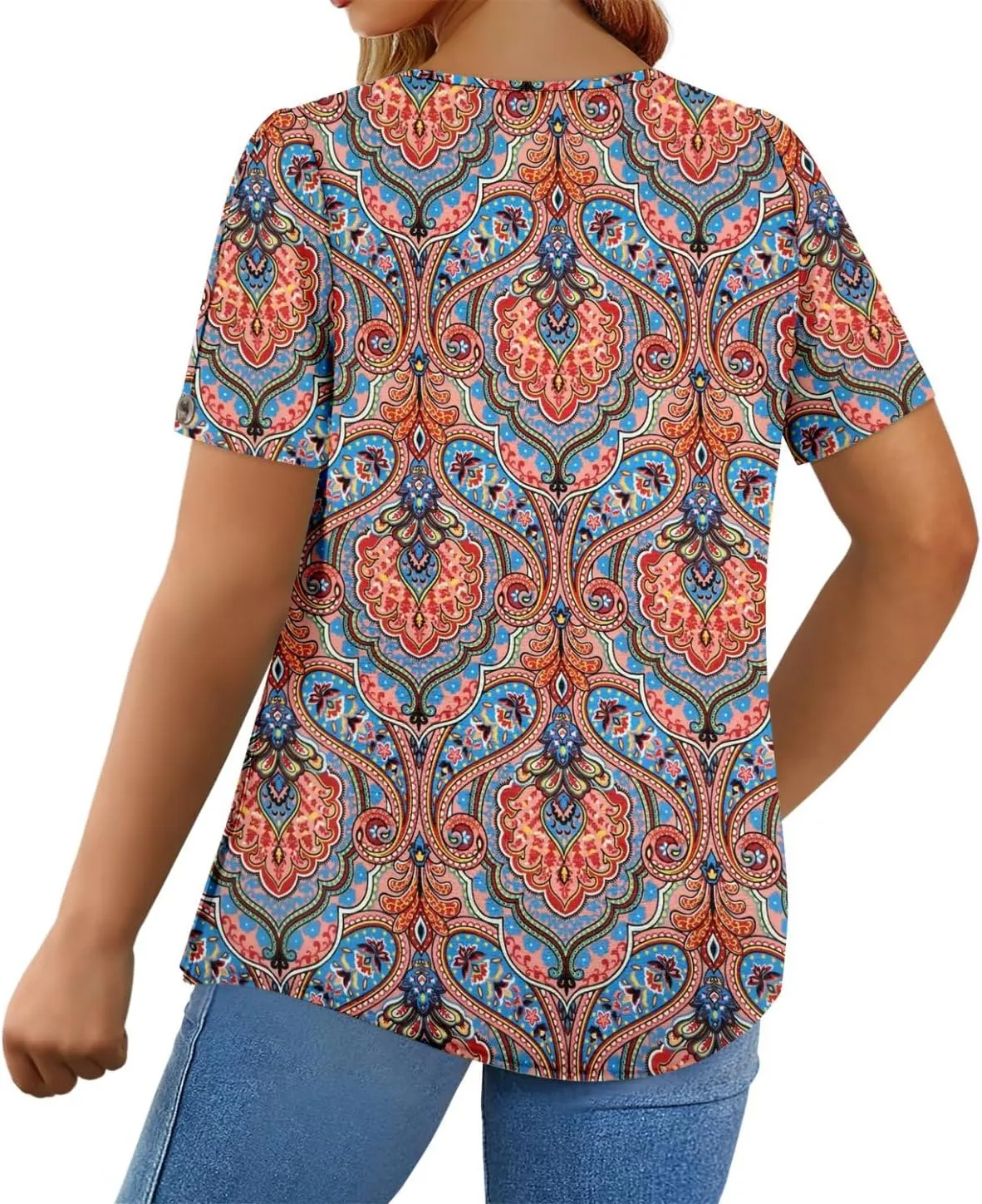 Magritta Womens Plus Size Tops Flowy Summer Blouses Short Sleeve Shirts Pleated Dressy Tunic Tops