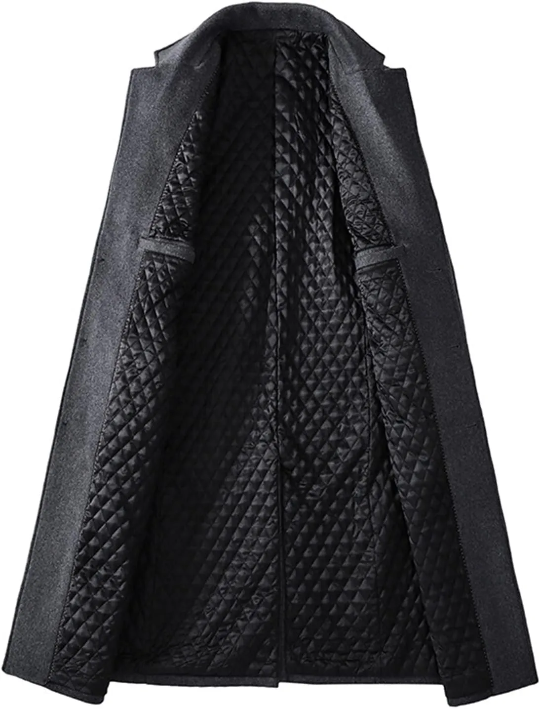 Maiyifu-GJ Men's Wool Blend Long Trench Coat Single Breasted Business Jacket Winter Notched Lapel Top Pea Coats Overcoat