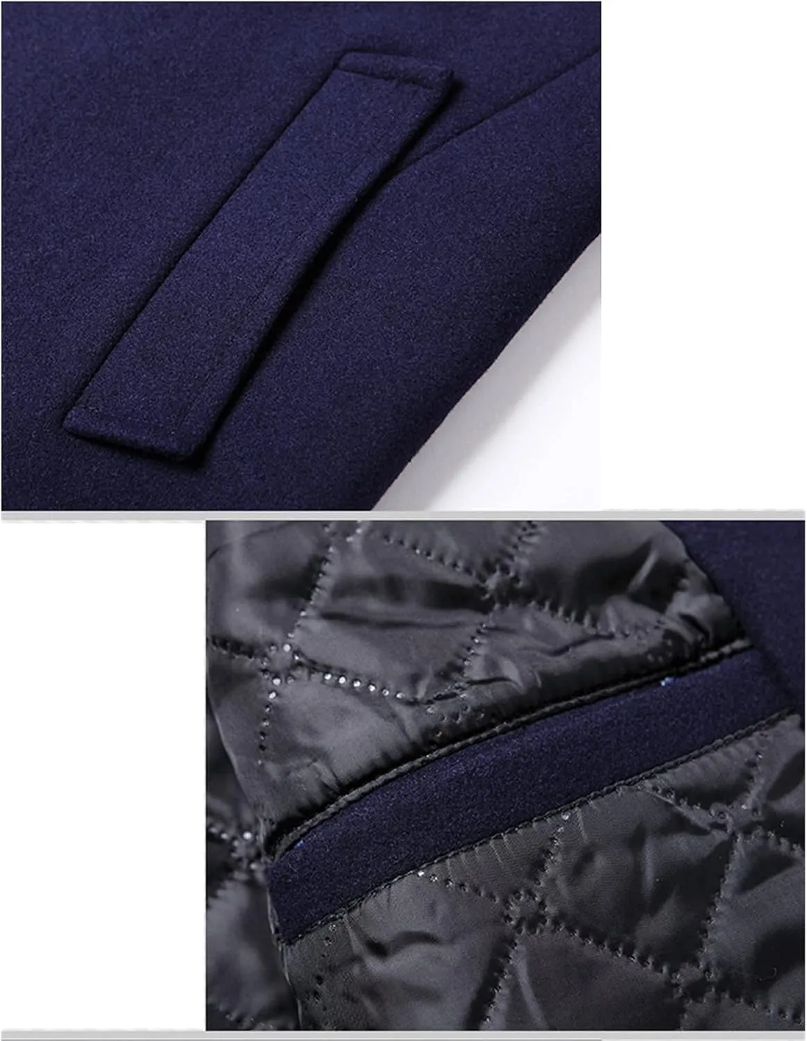 Maiyifu-GJ Mens Wool Blend Trench Coat Stand Collar Single Breasted Business Pea Coats Stylish Mid-Length Overcoat Jacket