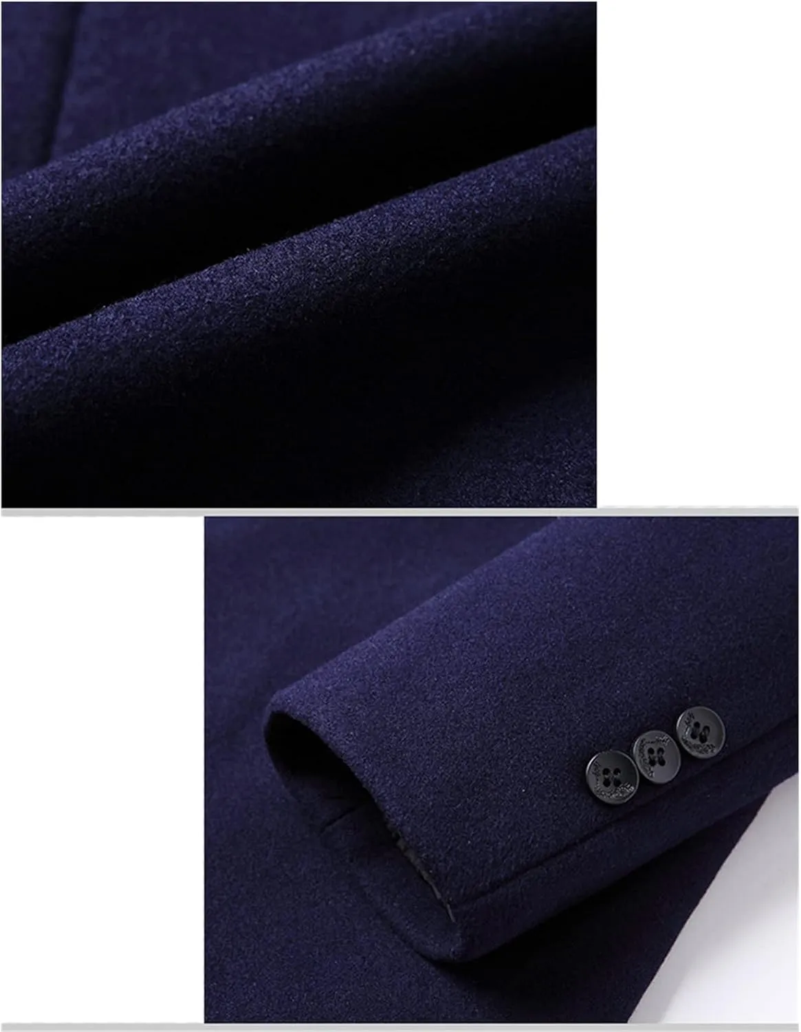 Maiyifu-GJ Mens Wool Blend Trench Coat Stand Collar Single Breasted Business Pea Coats Stylish Mid-Length Overcoat Jacket
