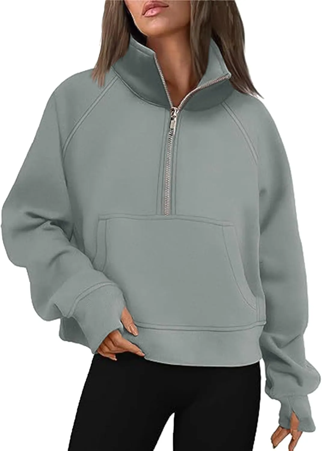 Masbird Hoodies for Women Womens Sweatshirts Half Zip Cropped Pullover Fleece Quarter Zipper Hoodies Fall Outfits Clothes