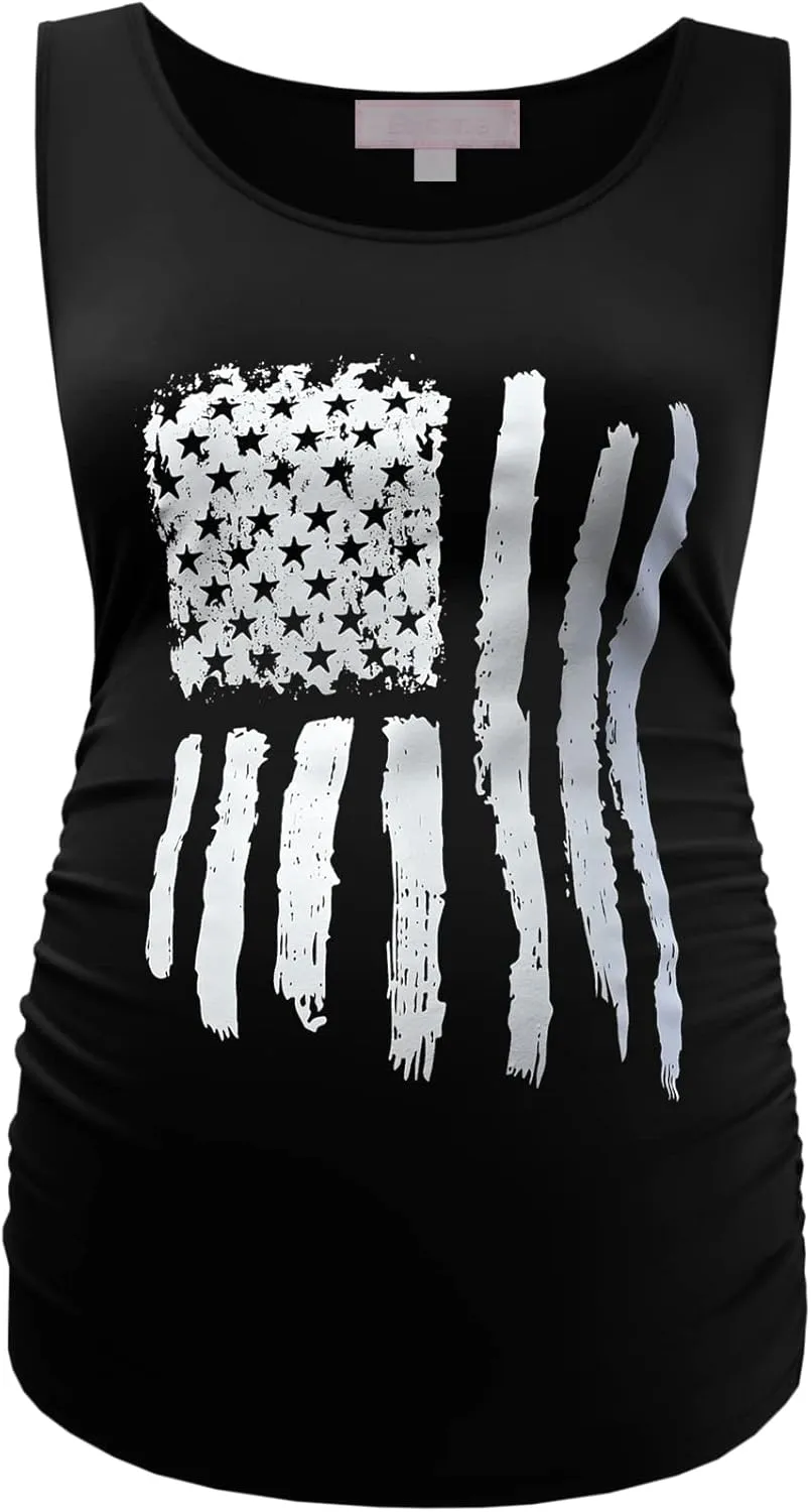 Maternity Tank Tops for Women Ruched Sleeveless Basic Tops Maternity Shirt Vest Pregnancy Tee