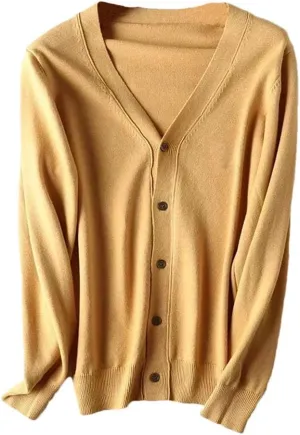 Men Button Down Knitted Sweaters Casual Cardigan Sweaters Slim Fit Knitted Sweaters V-Neck Long Sleeve Sweaters