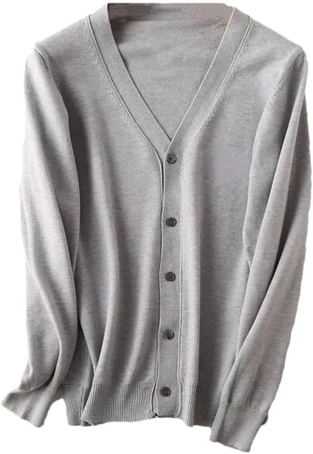 Men Button Down Knitted Sweaters Casual Cardigan Sweaters Slim Fit Knitted Sweaters V-Neck Long Sleeve Sweaters
