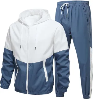 Men's Athleisure Jacket Suit 2PCs Tracksuit for Couple Woman & Men Color Block Fall and Winter Fashion Sports Outfits