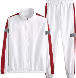 Men's Athleisure Jacket Suit 2PCs Tracksuit for Couple Woman & Men Color Block Fall and Winter Fashion Sports Outfits