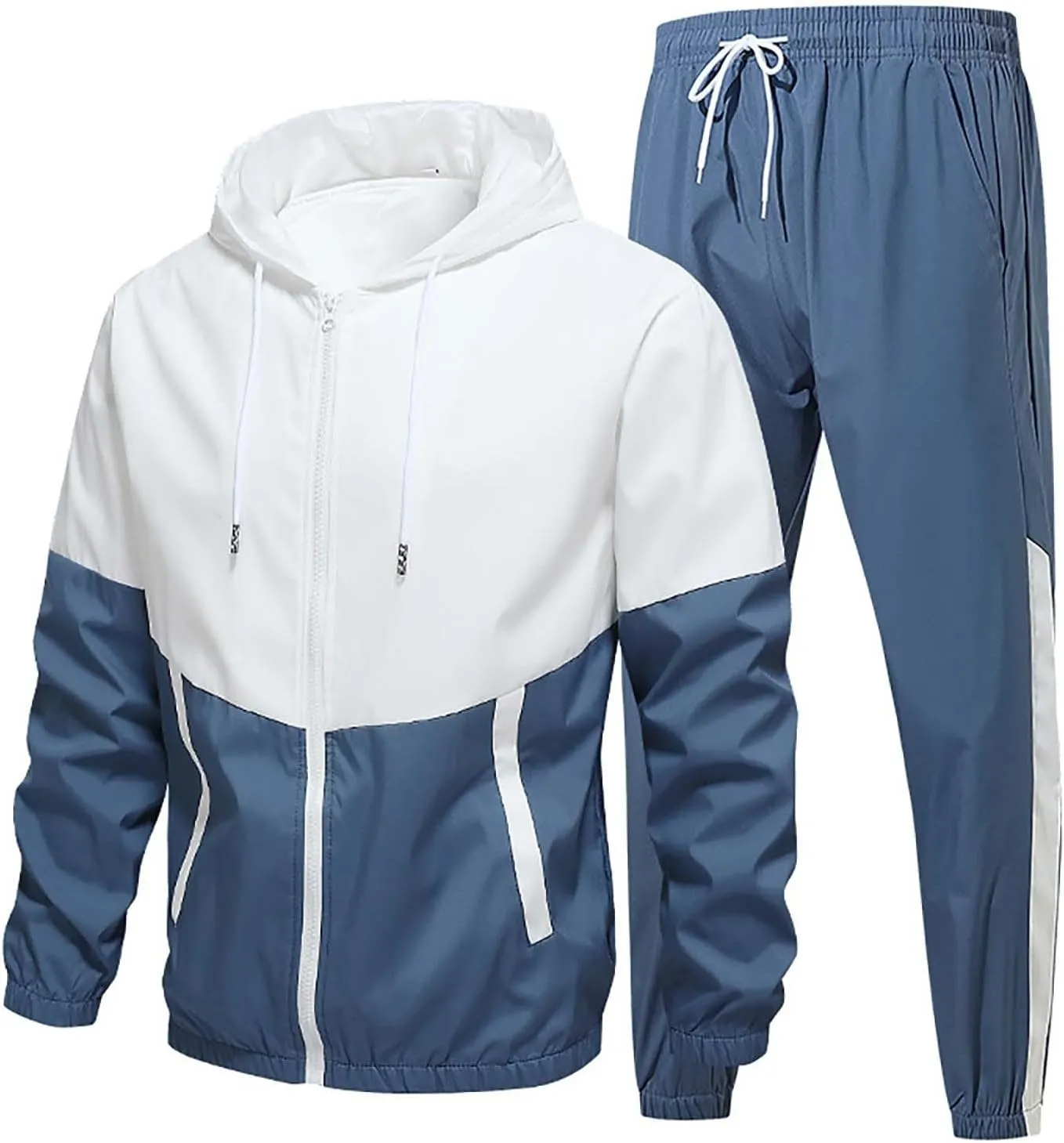 Men's Athleisure Jacket Suit 2PCs Tracksuit for Couple Woman & Men Color Block Fall and Winter Fashion Sports Outfits