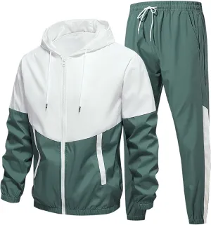 Men's Athleisure Jacket Suit 2PCs Tracksuit for Couple Woman & Men Color Block Fall and Winter Fashion Sports Outfits