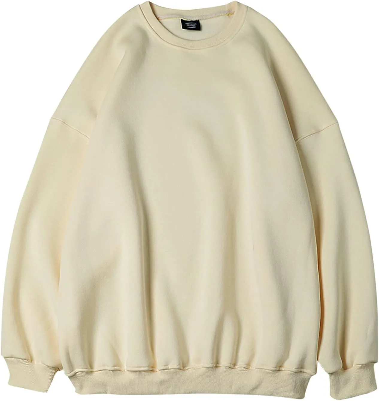 Men's Baggy Sweater Fashion Solid Crewneck Drop Shoulder Sleeve Pullover Sweatshirt Loose Crewneck Sweater