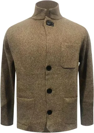 Men's Cardigan Sweater Mock Turtleneck Long Sleeve Button Down Cable Knit Sweaters Winter Thermal Fleece Jacket with Pockets