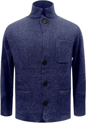 Men's Cardigan Sweater Mock Turtleneck Long Sleeve Button Down Cable Knit Sweaters Winter Thermal Fleece Jacket with Pockets