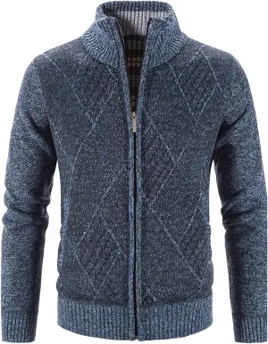 Mens Cardigan Sweater with Hooded, Men's Knitted Cardigan Sweater Fashion Thick Full Zip Knitted Sweaters for Men Coat