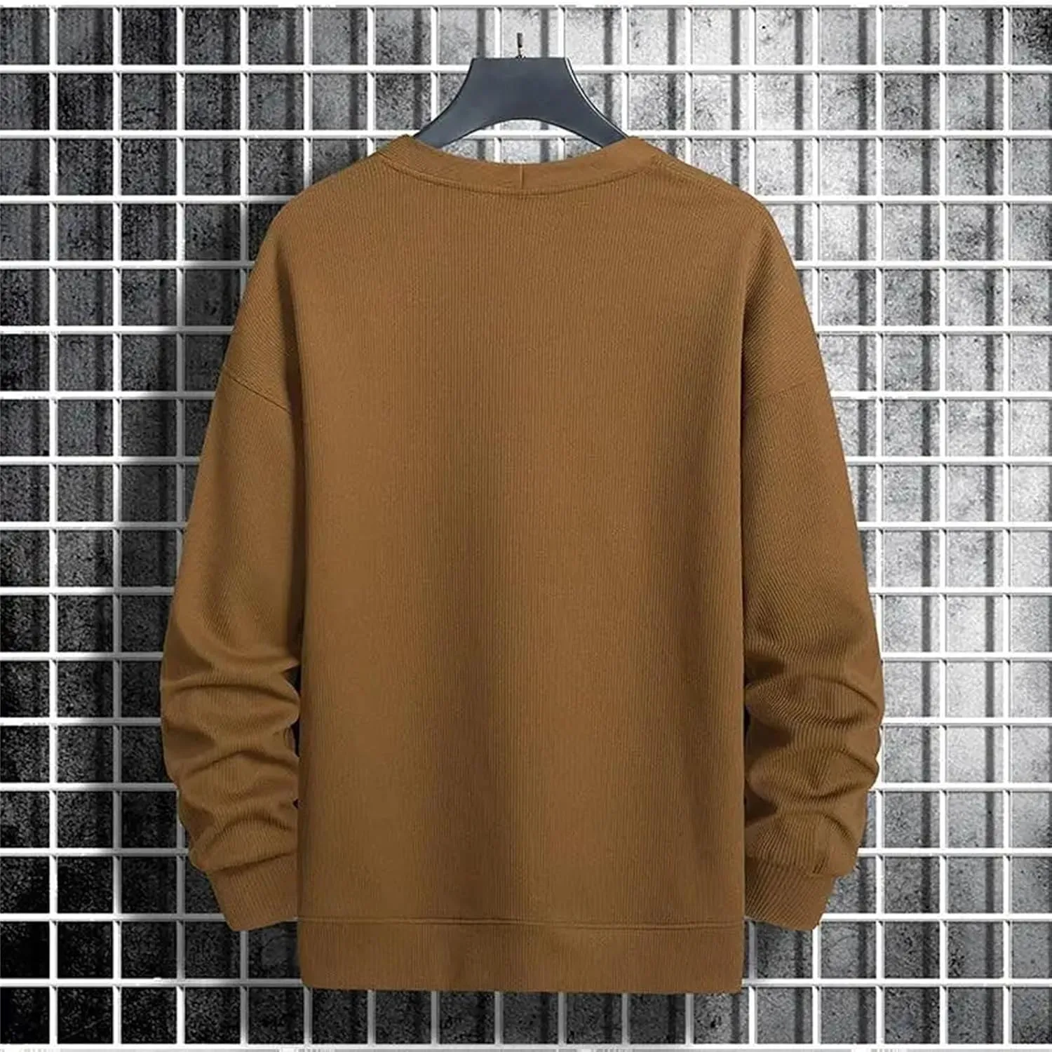 Men's Cardigan Sweaters V Neck Button Down Sweaters with Pockets Solid Color Long-Sleeved Sweaters Large