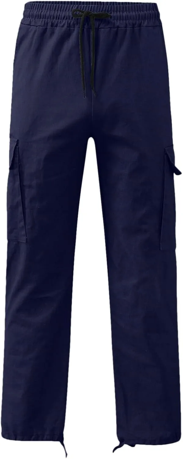 Mens Cargo Pants Casual Athletic Joggers Pants Loose Fit Straight Sweatpants with Multil Pockets Outdoot Hiking Pants